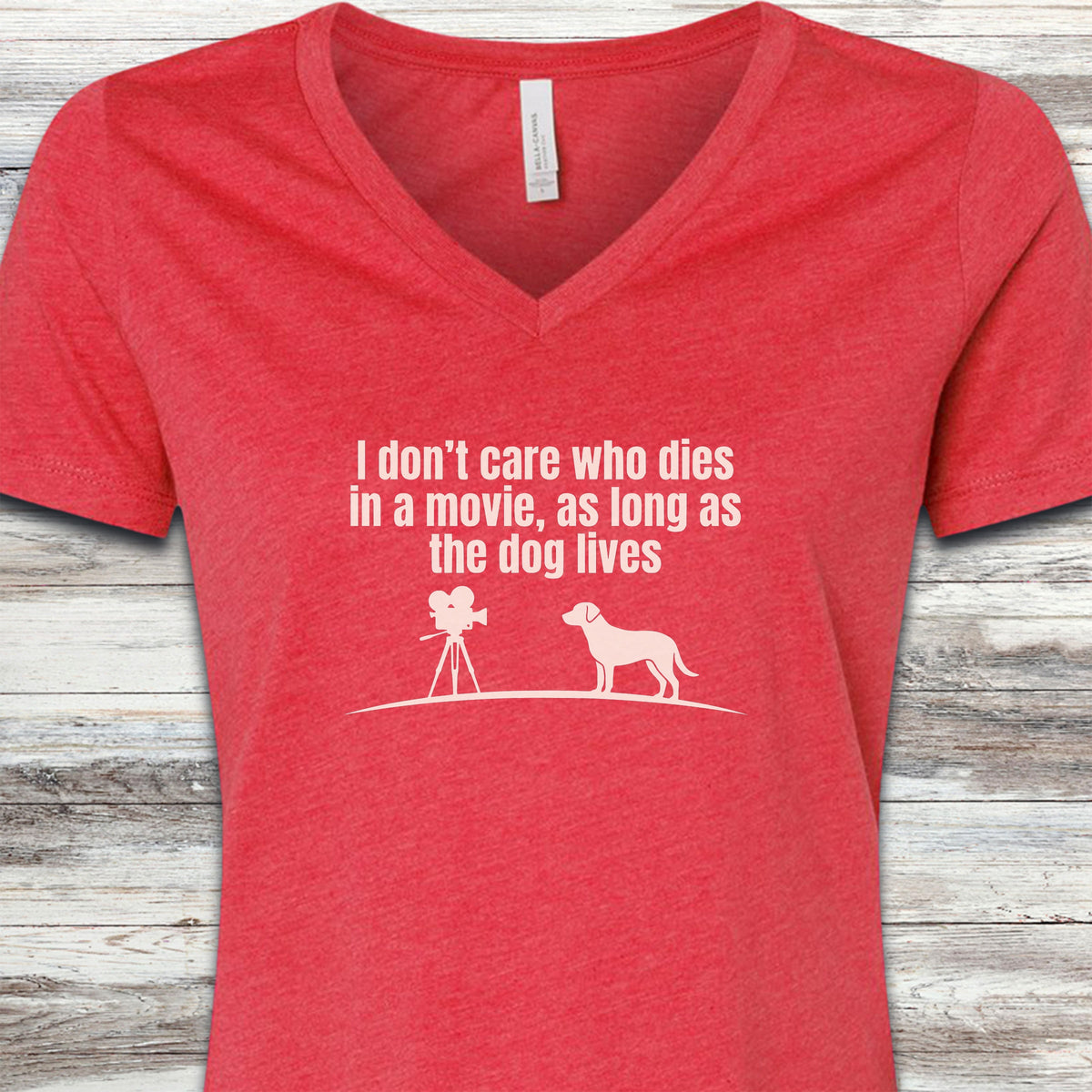 I Don't Care Who Dies V-Neck Tee - Heather Red