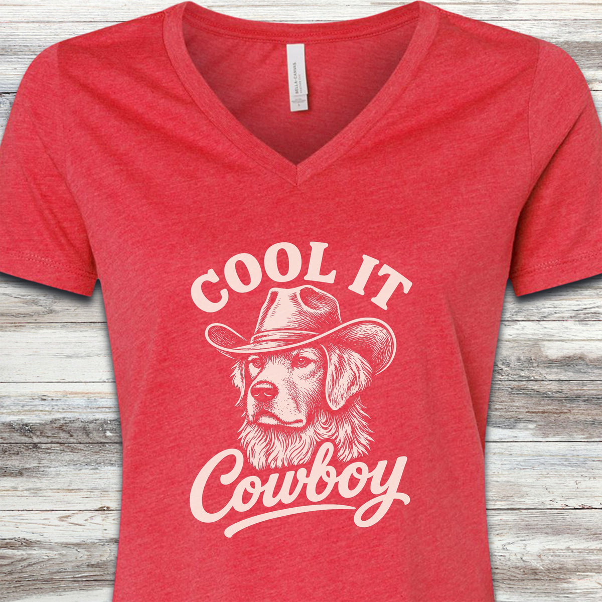 Golden Retriever Cool It V-Neck Tee - Heather Red