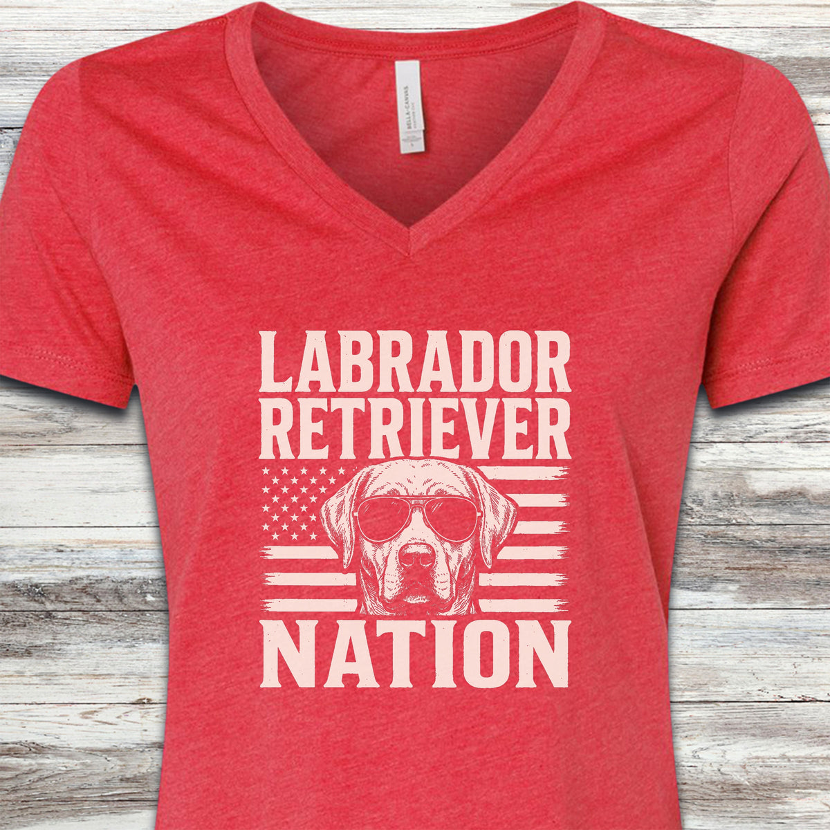 Labrador Retriever Nation V-Neck Tee - Heather Red