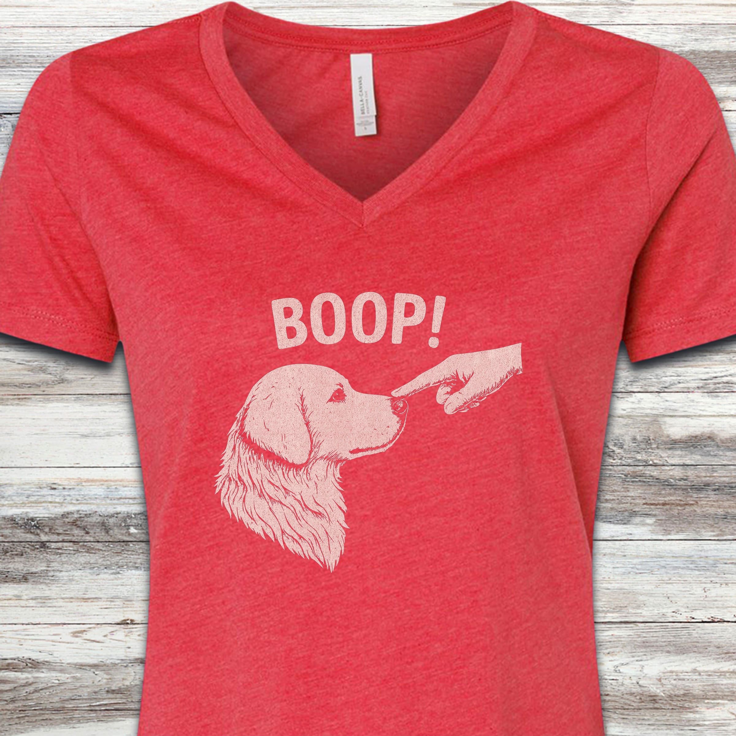 BOOP! V-Neck Tee - Heather Red