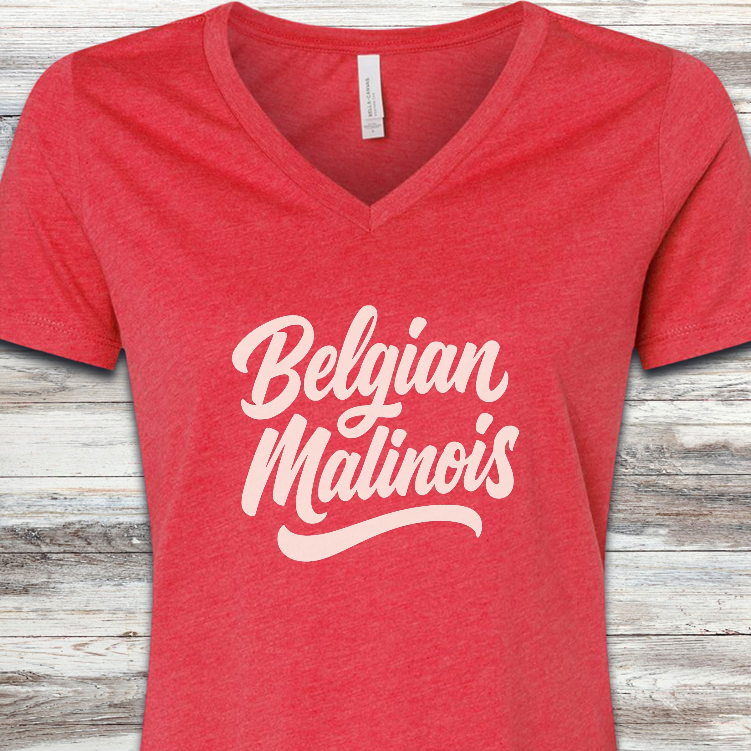 Belgian Malinois Team V-Neck Tee - Heather Red