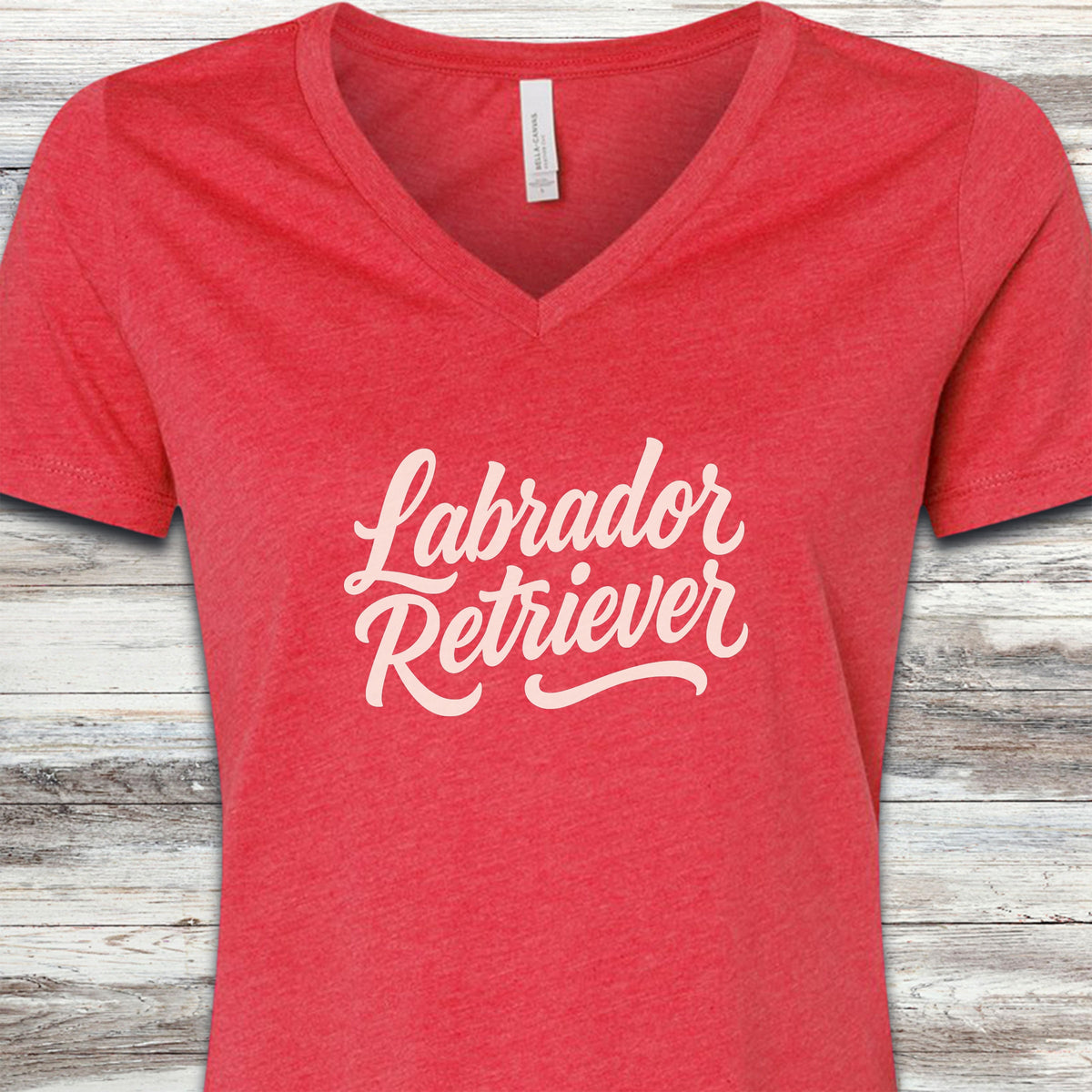 Labrador Retriever Team V-Neck Tee - Heather Red