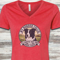 Border Collie Smart V-Neck Tee - Heather Red