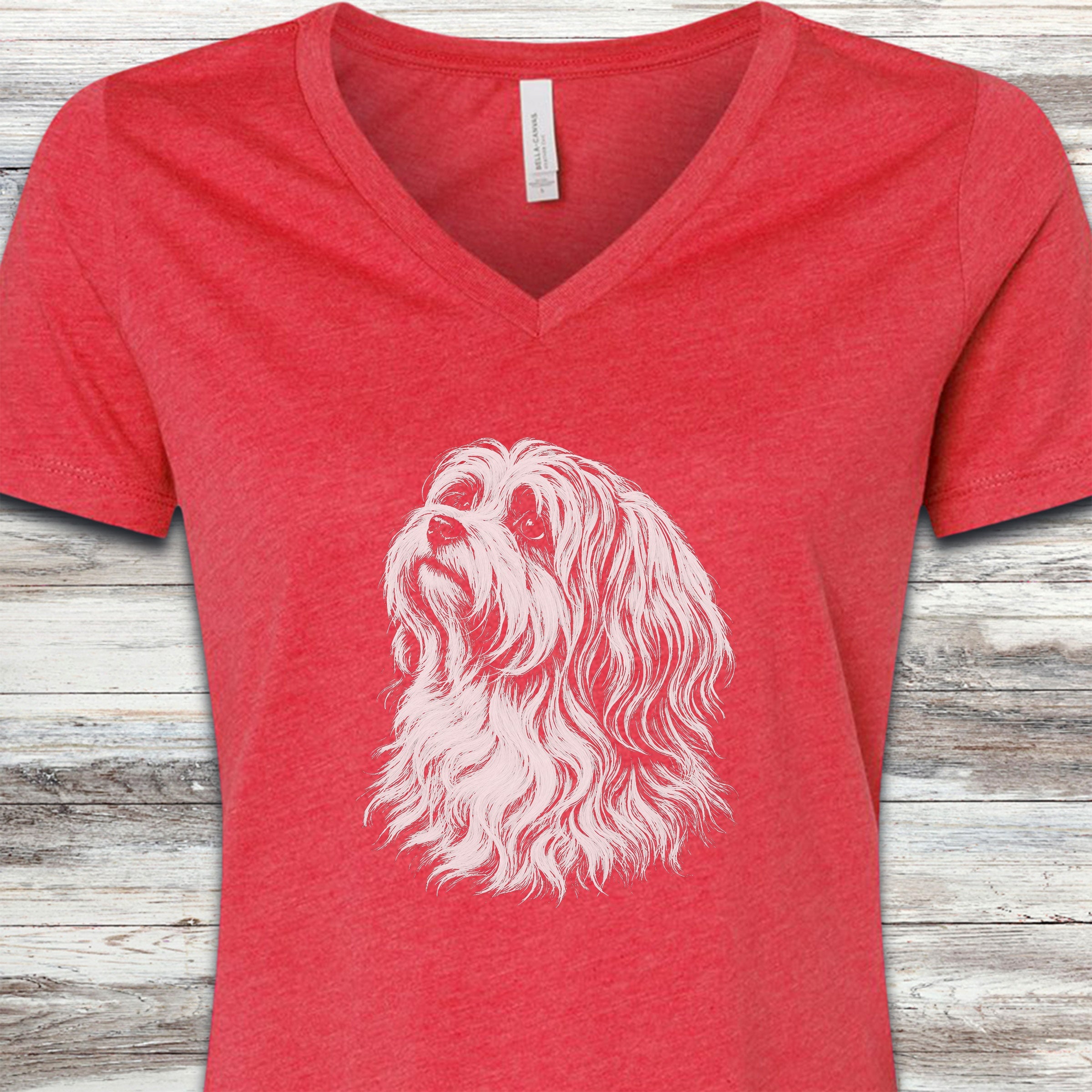 Havanese Loyalty V-Neck Tee - Heather Red