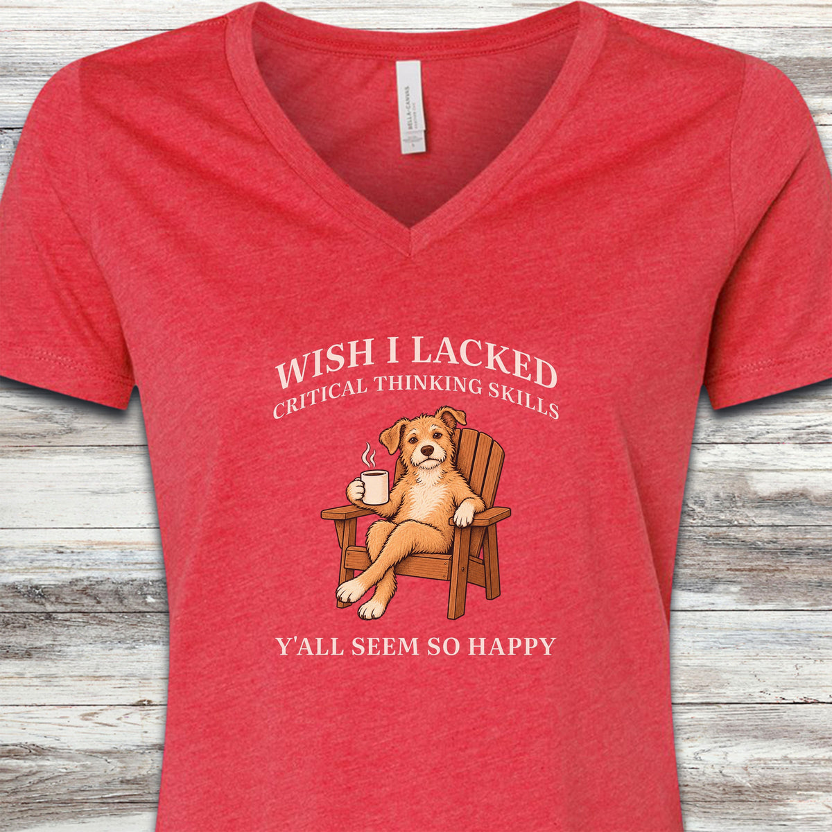 Critical Thinking Skills V-Neck Tee - Heather Red