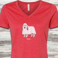 English Setter Boo V-Neck Tee - Heather Red