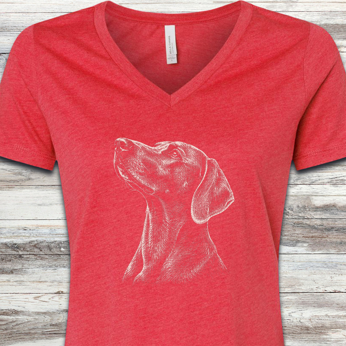 Vizsla Loyalty V-Neck Tee - Heather Red