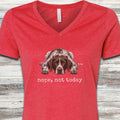German Shorthaired Pointer Nope V-Neck Tee - Heather Red