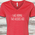 Australian Shepherd Aussie Normal V-Neck Tee - Heather Red