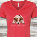 Jack Russell Nope V-Neck Tee - Heather Red