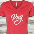 Pug Team V-Neck Tee - Heather Red