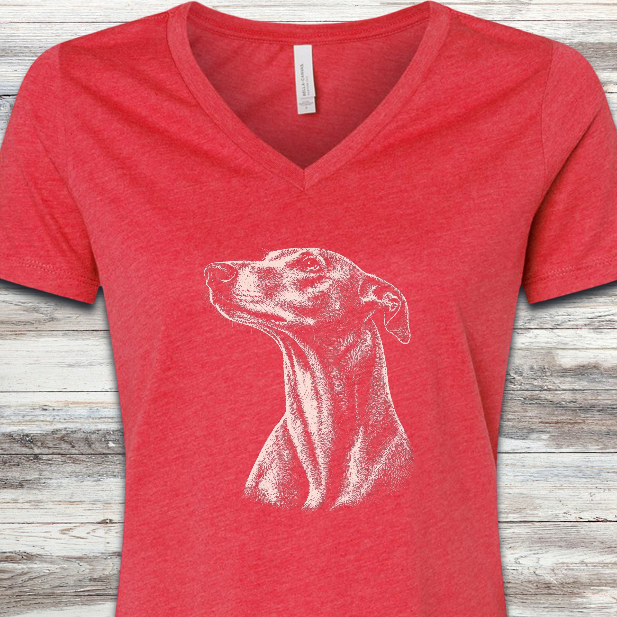Greyhound Loyalty V-Neck Tee - Heather Red