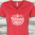 Whippet Groovy Mom V-Neck Tee - Heather Red