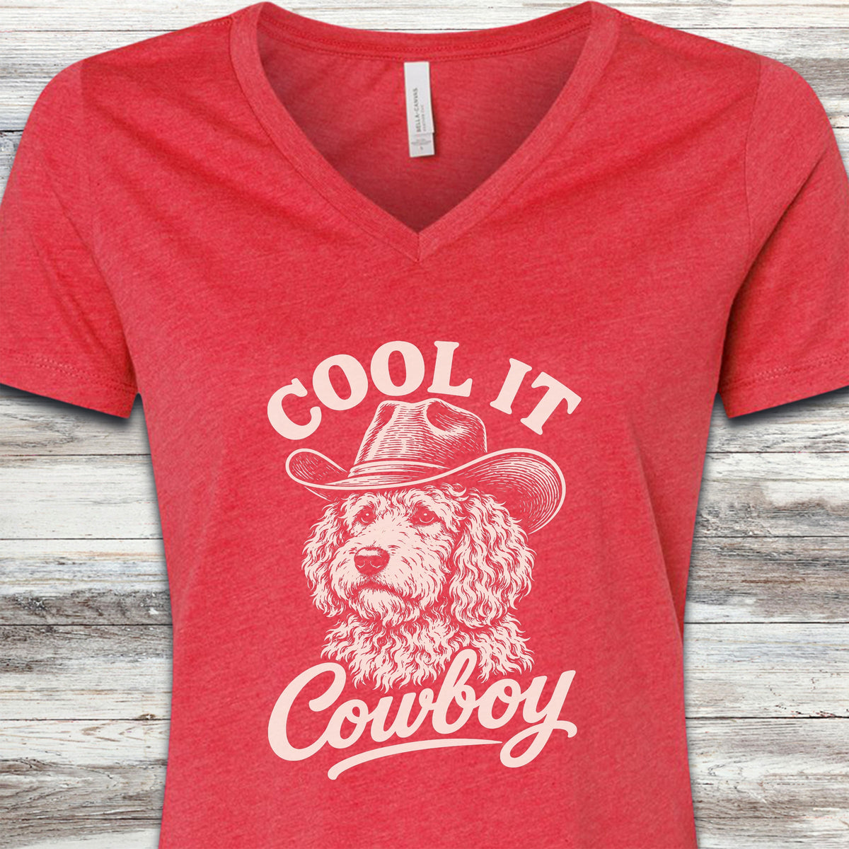 Goldendoodle Cool It V-Neck Tee - Heather Red