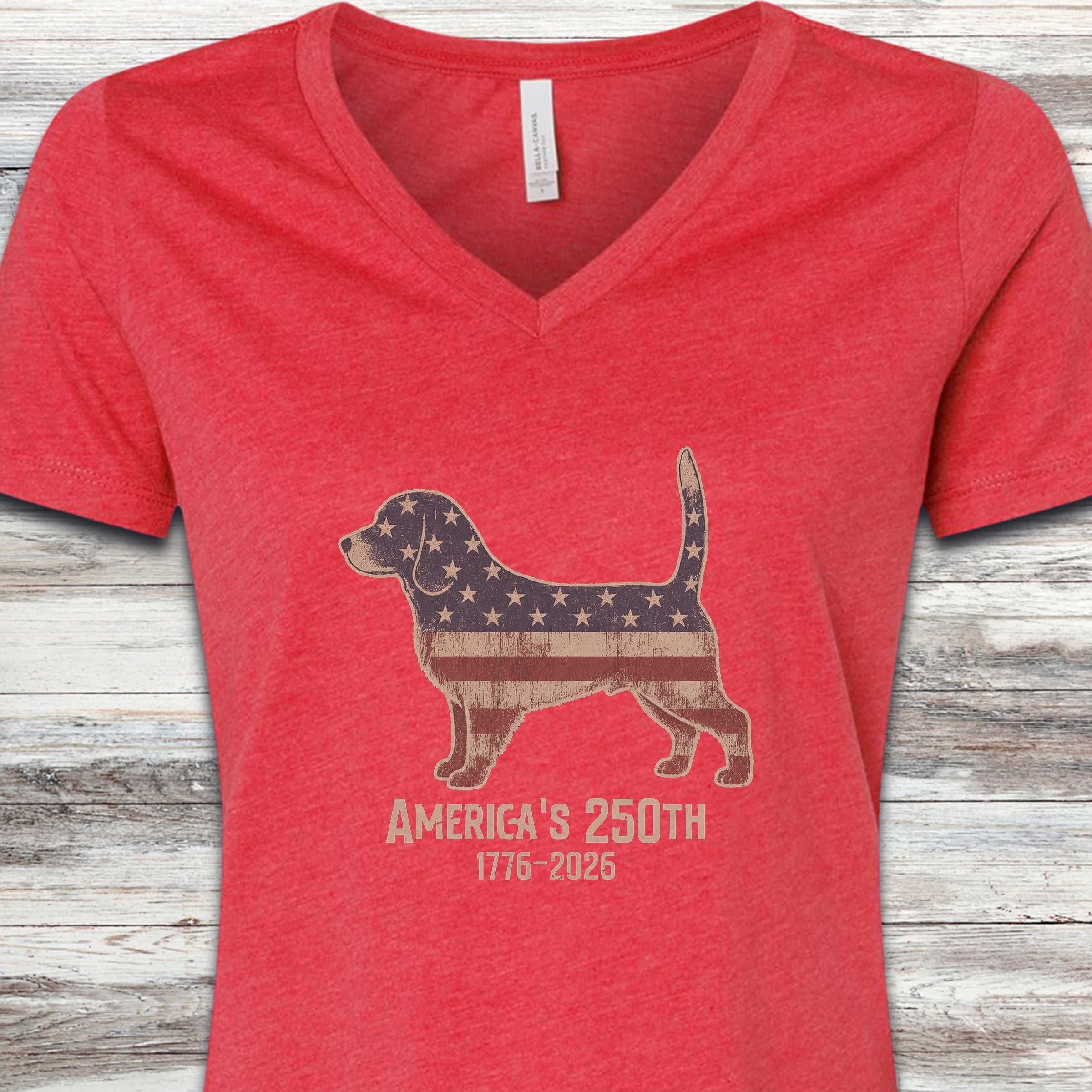 Beagle 250 V-Neck Tee - Heather Red