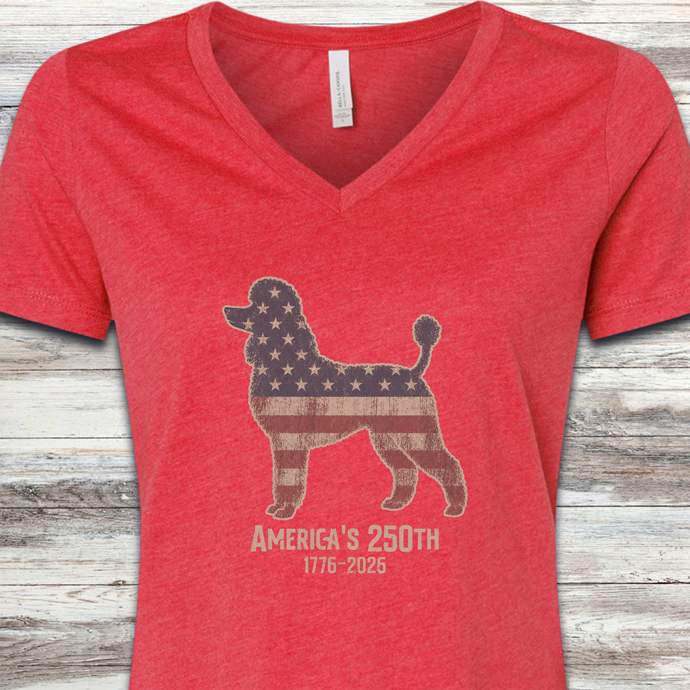 Poodle 250 V-Neck Tee - Heather Red