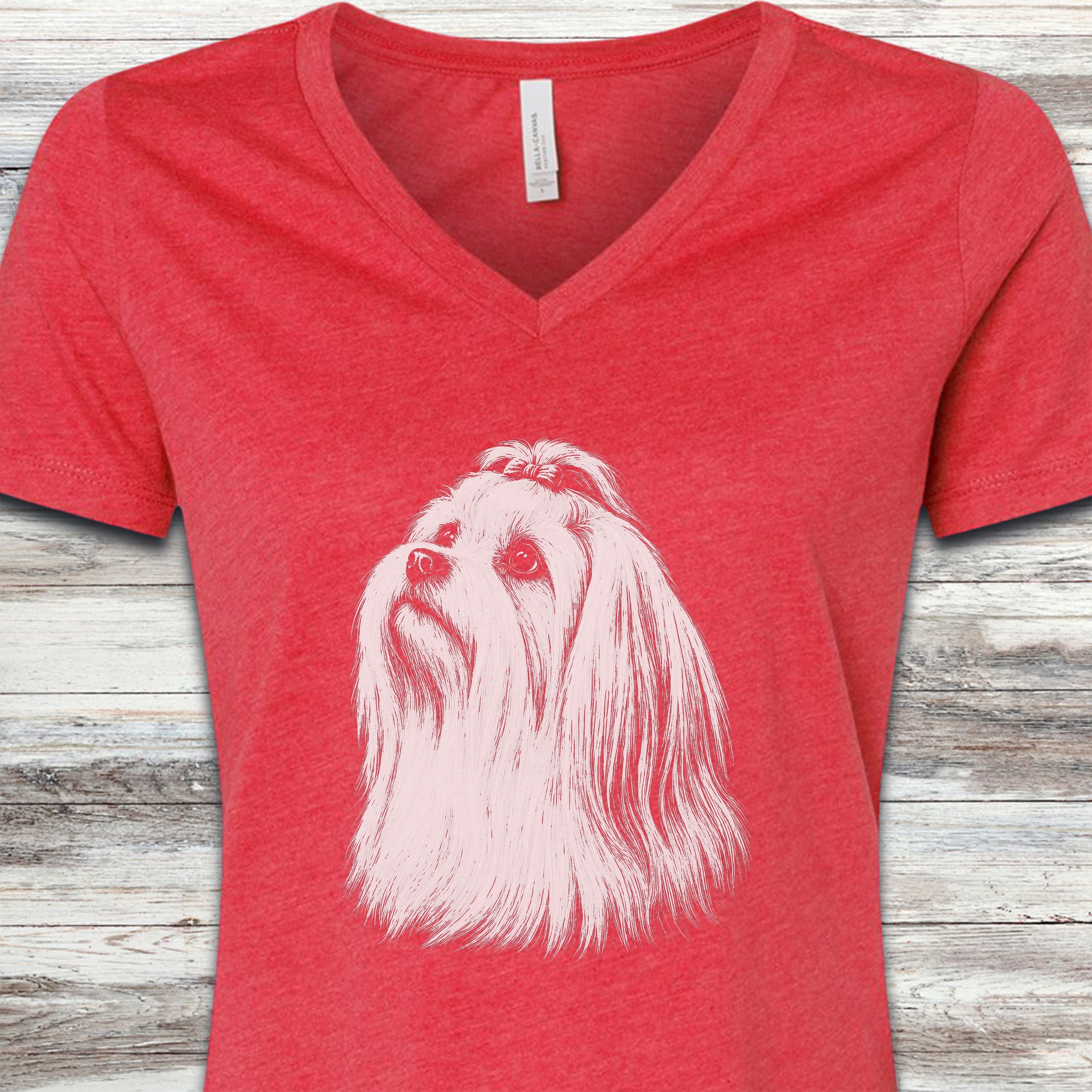 Maltese Loyalty V-Neck Tee - Heather Red