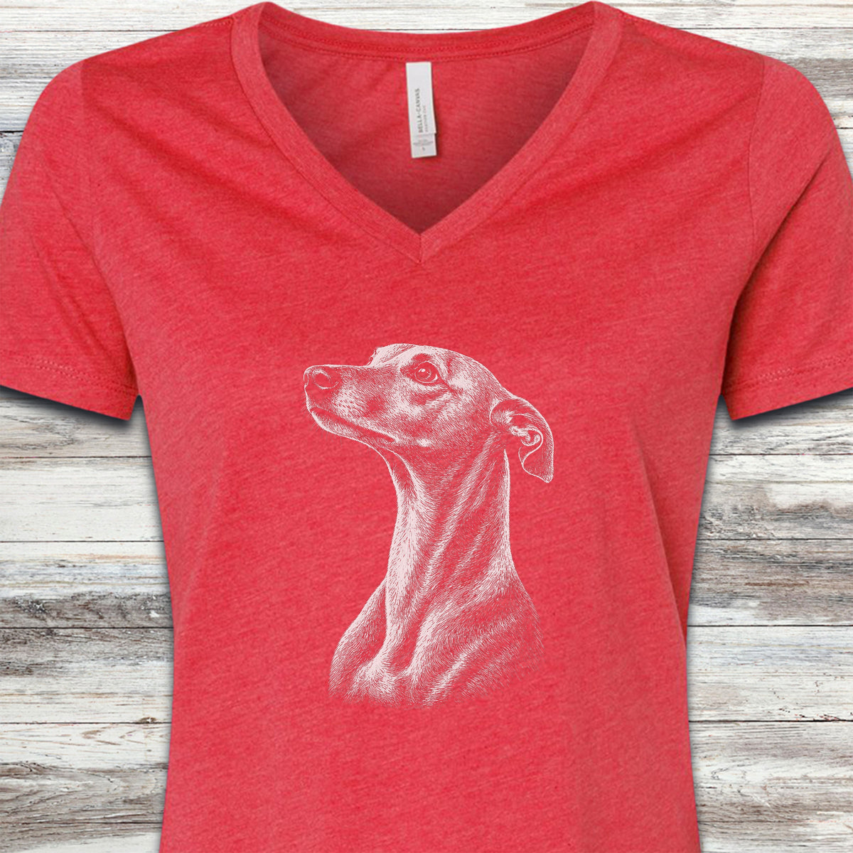 Whippet Loyalty V-Neck Tee - Heather Red