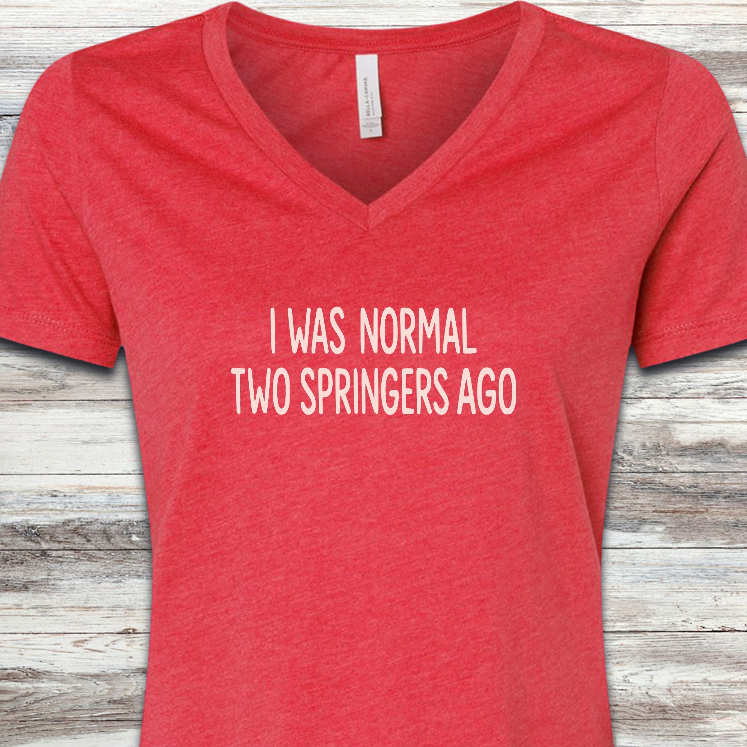 English Springer Spaniel Normal V-Neck Tee - Heather Red