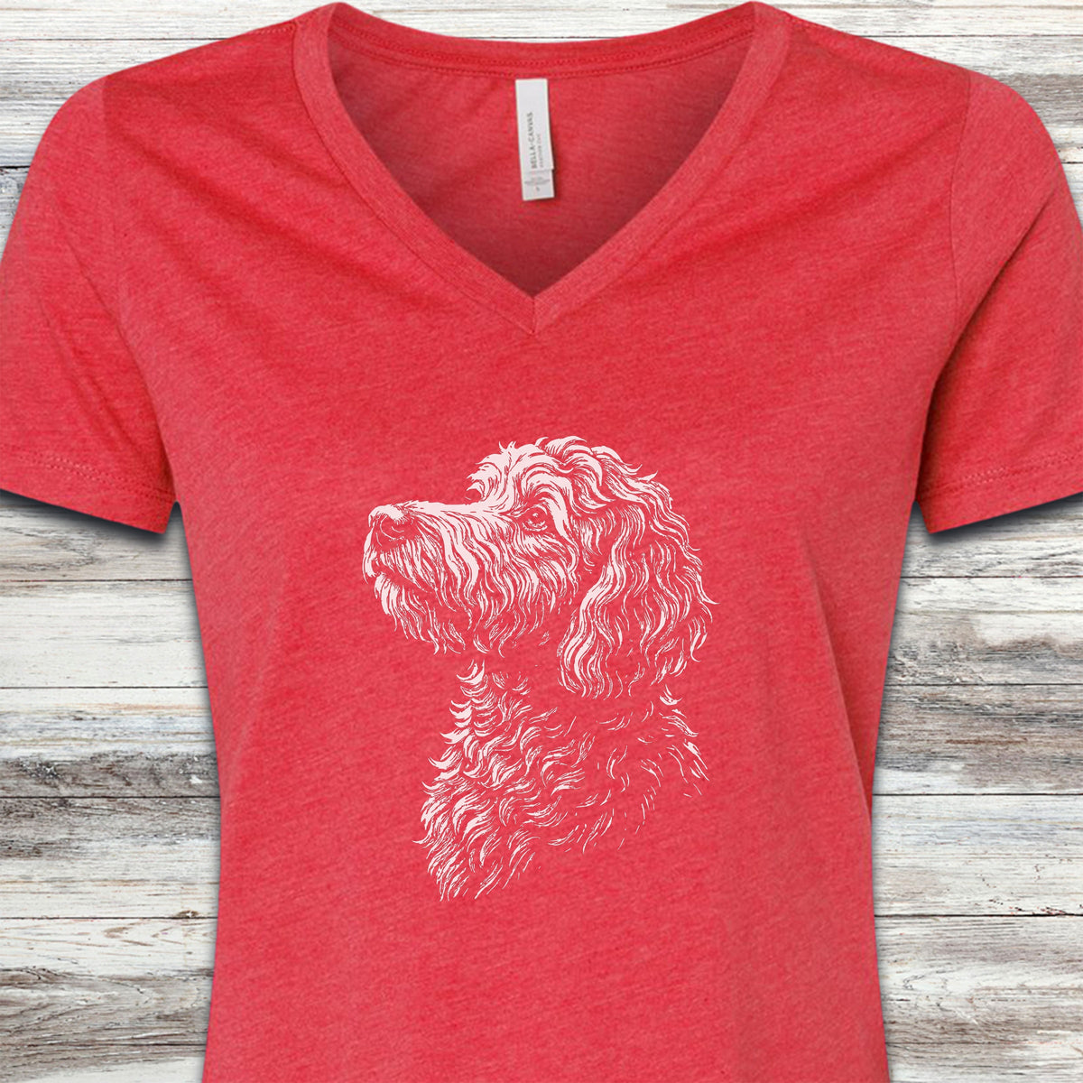 Doodle Loyalty V-Neck Tee - Heather Red