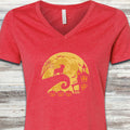 French Bulldog Halloween Moon V-Neck Tee - Heather Red