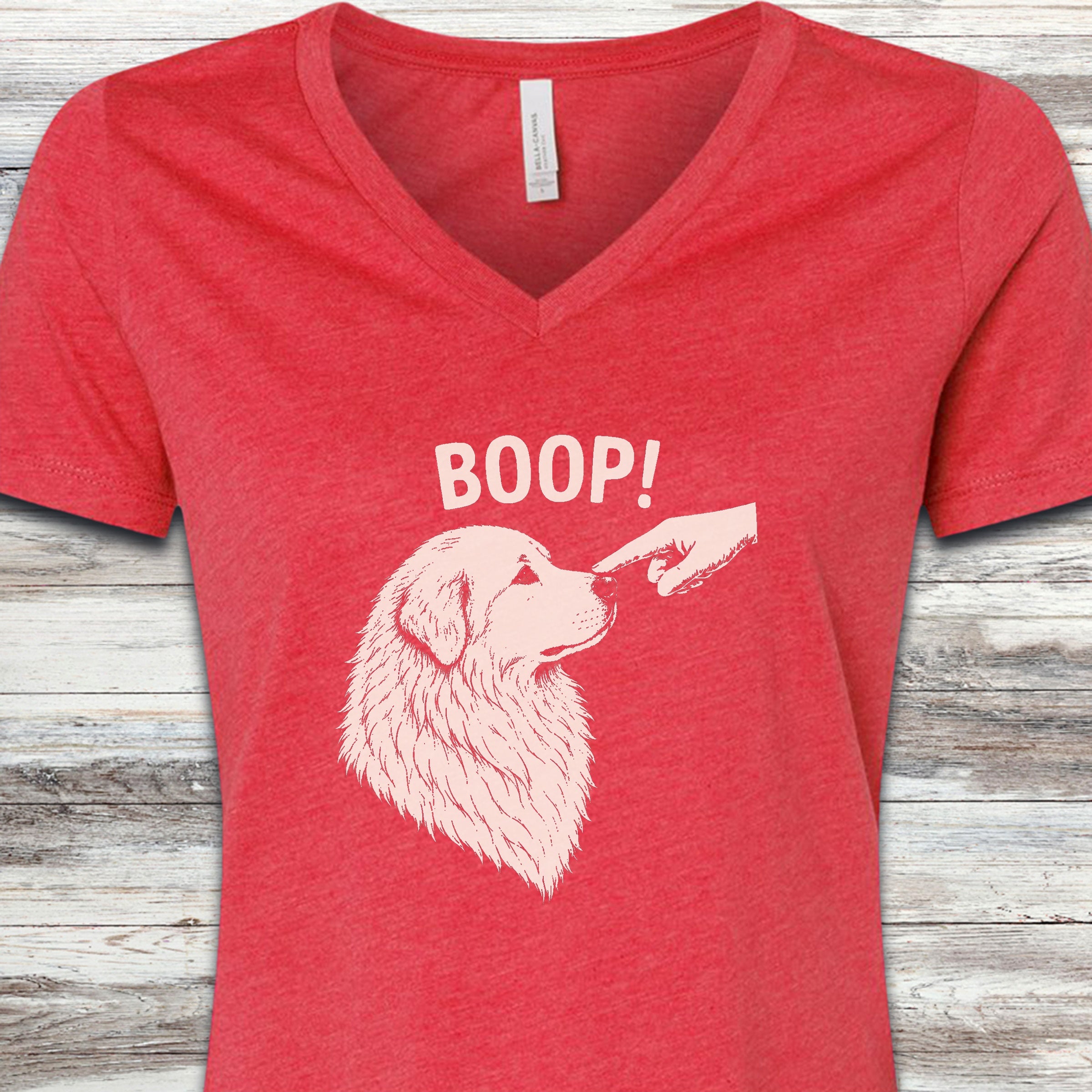 Great Pyrenees BOOP! V-Neck Tee - Heather Red