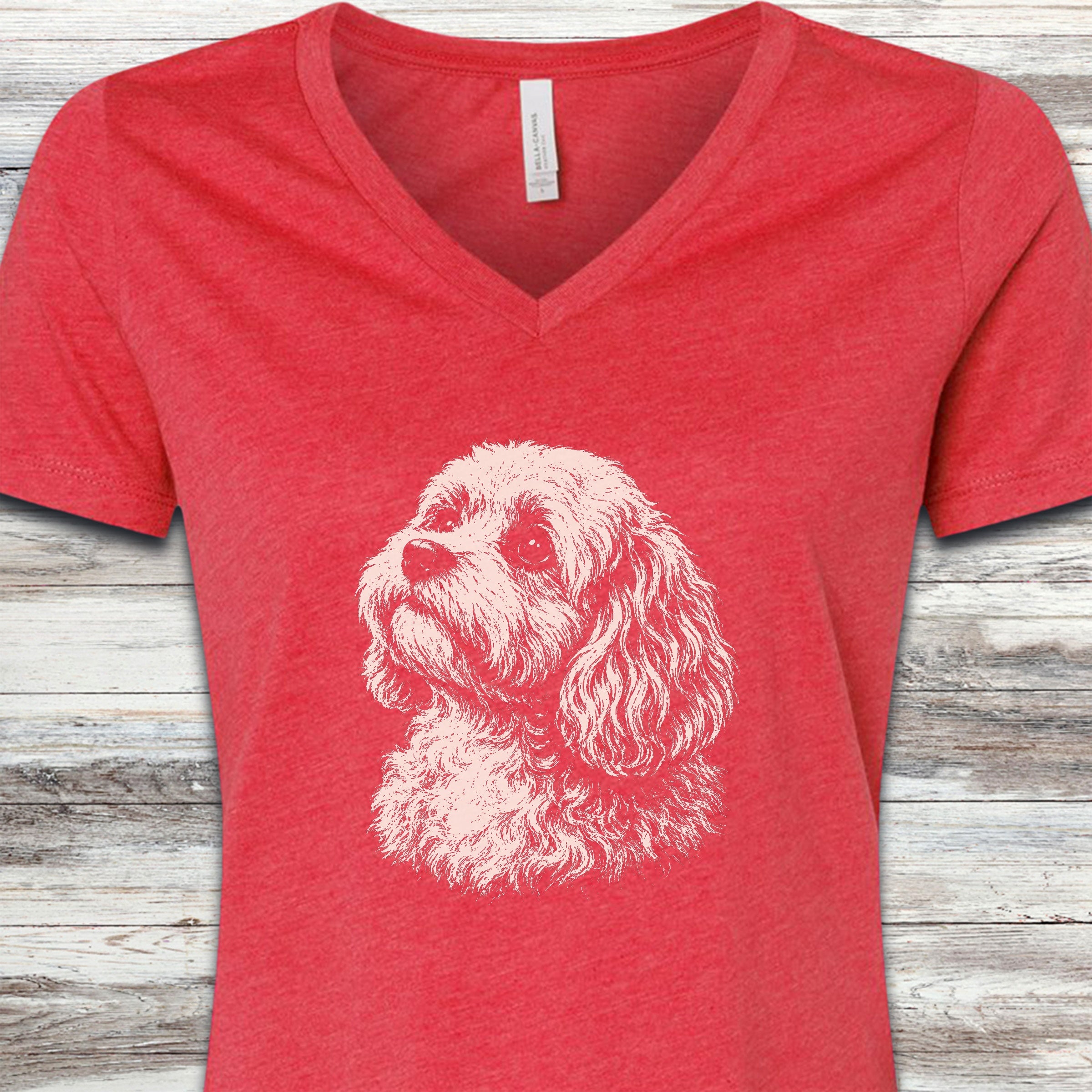 Cavapoo Loyalty V-Neck Tee - Heather Red