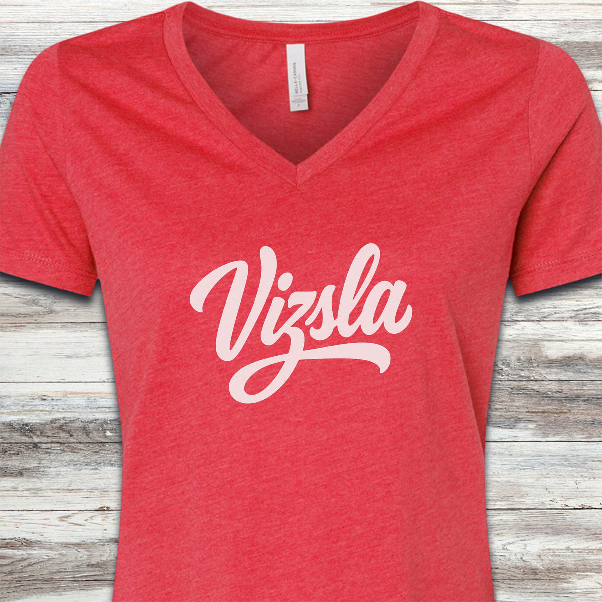 Vizsla Team V-Neck Tee - Heather Red