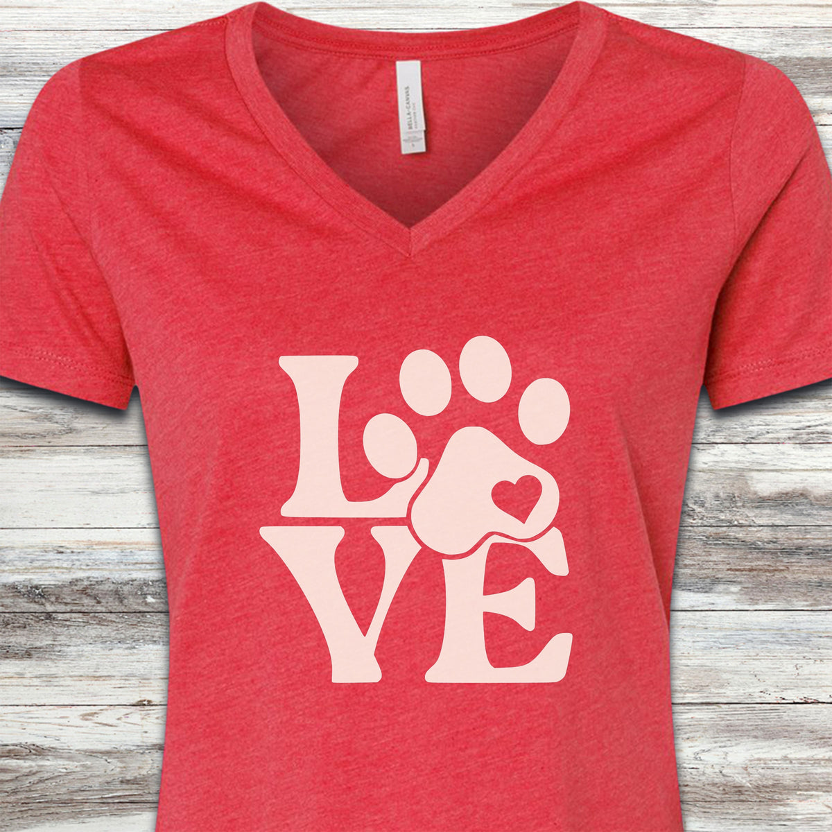 Love V-Neck Tee - Heather Red