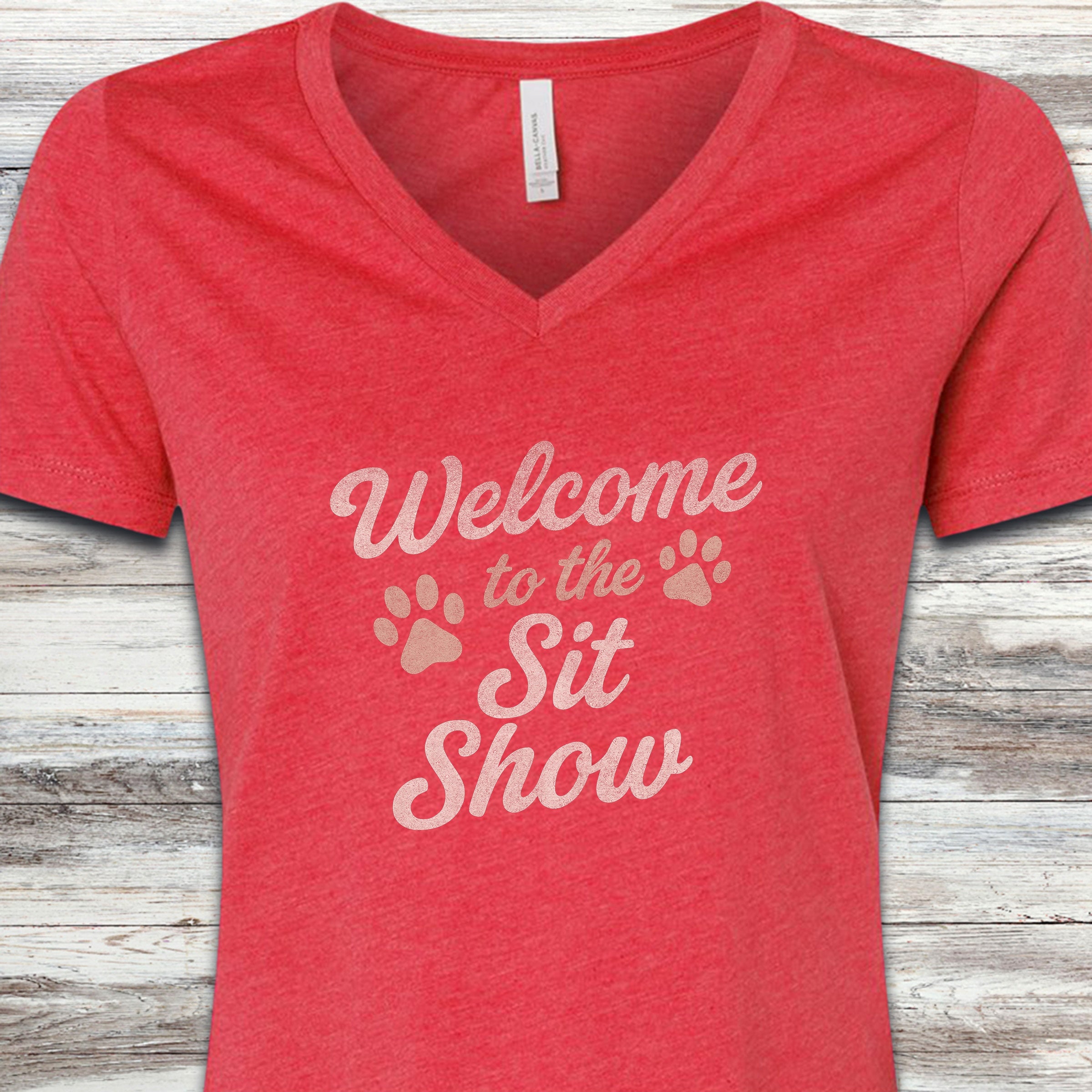 Sit Show V-Neck Tee - Heather Red