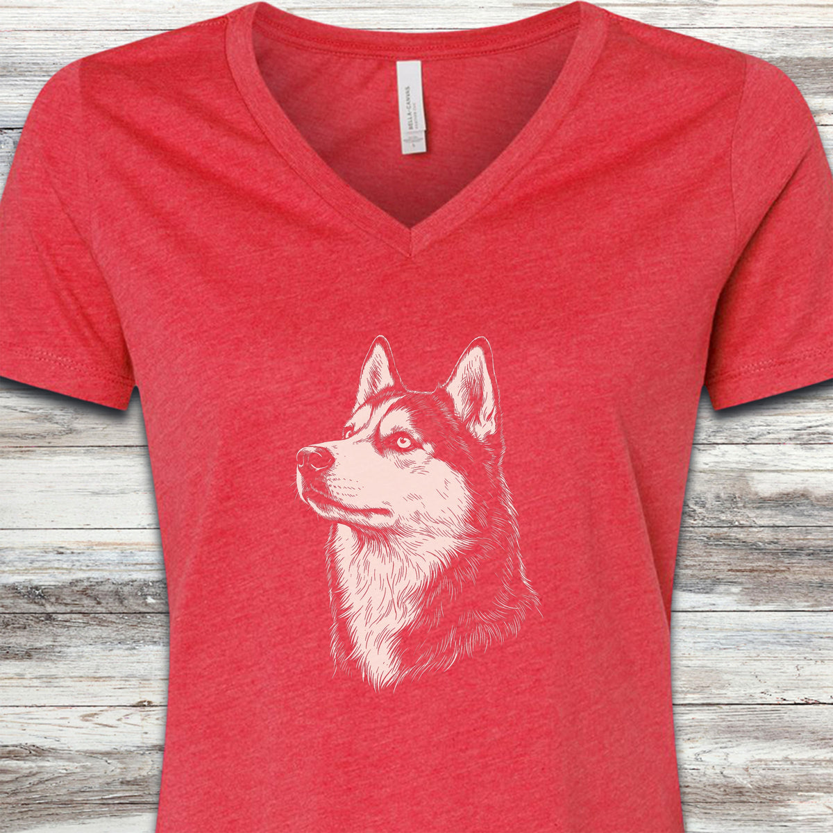 Husky Loyalty V-Neck Tee - Heather Red