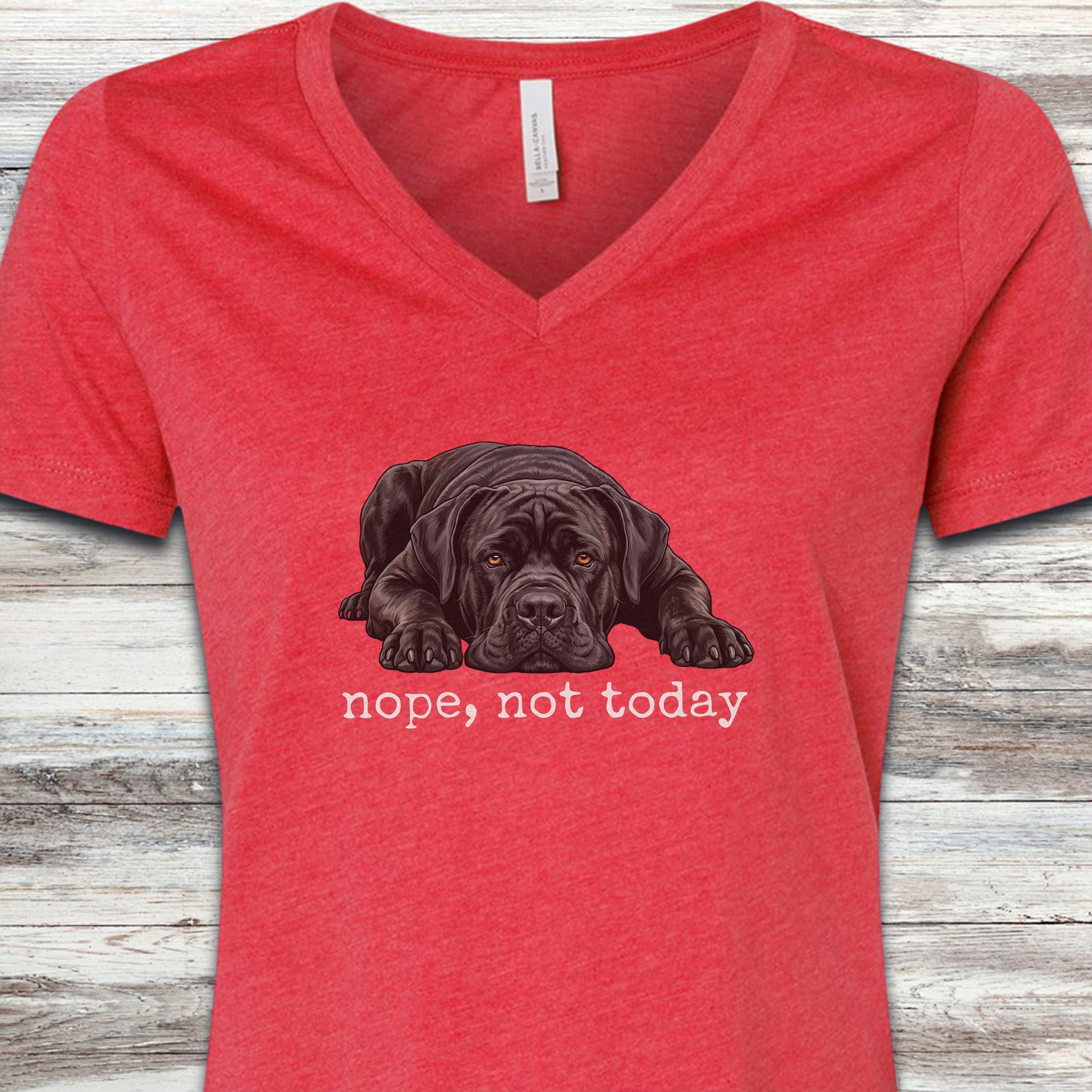 Cane Corso Nope V-Neck Tee - Heather Red