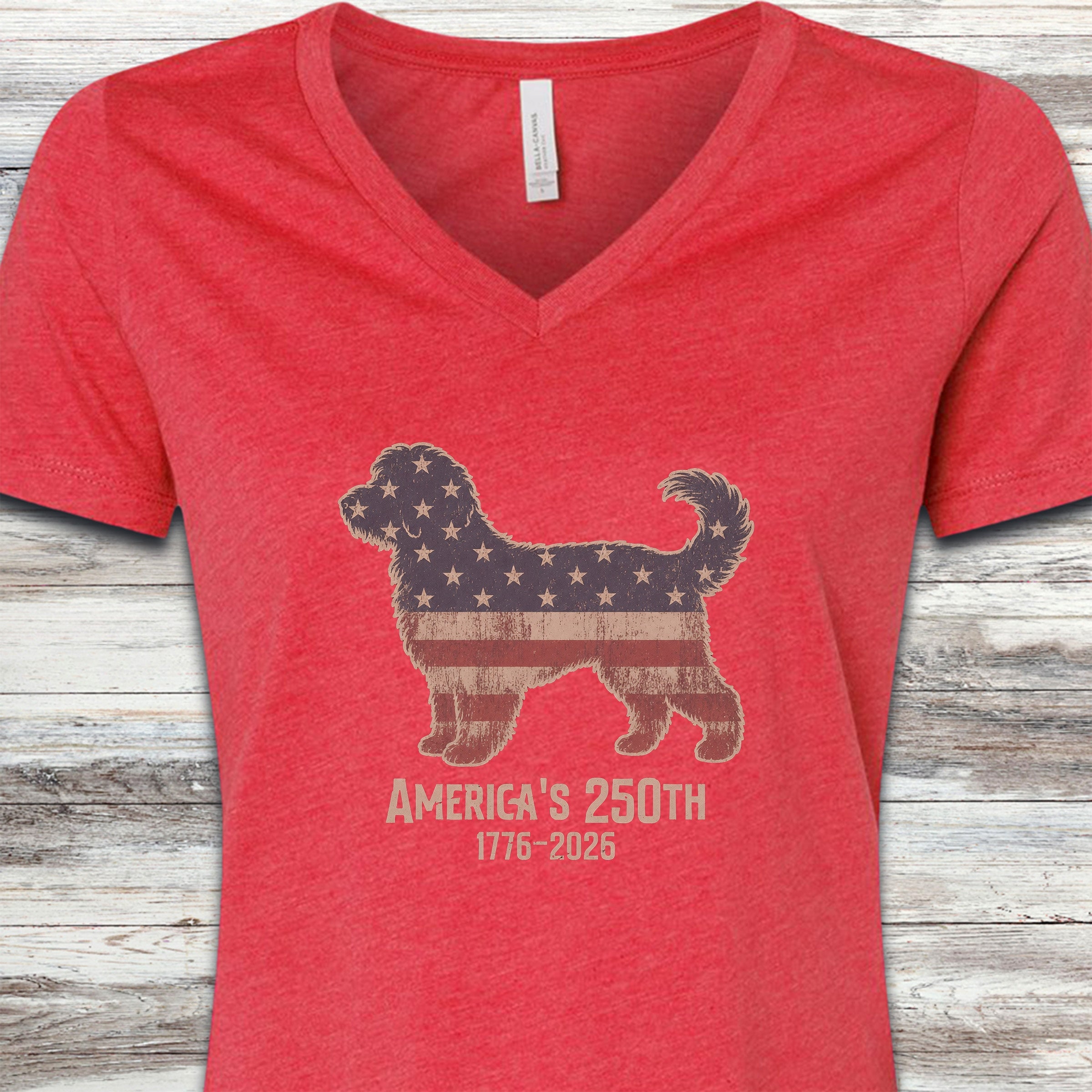 Aussiedoodle 250 V-Neck Tee - Heather Red