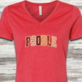 Poodle Fall Faux Patchwork V-Neck Tee - Heather Red