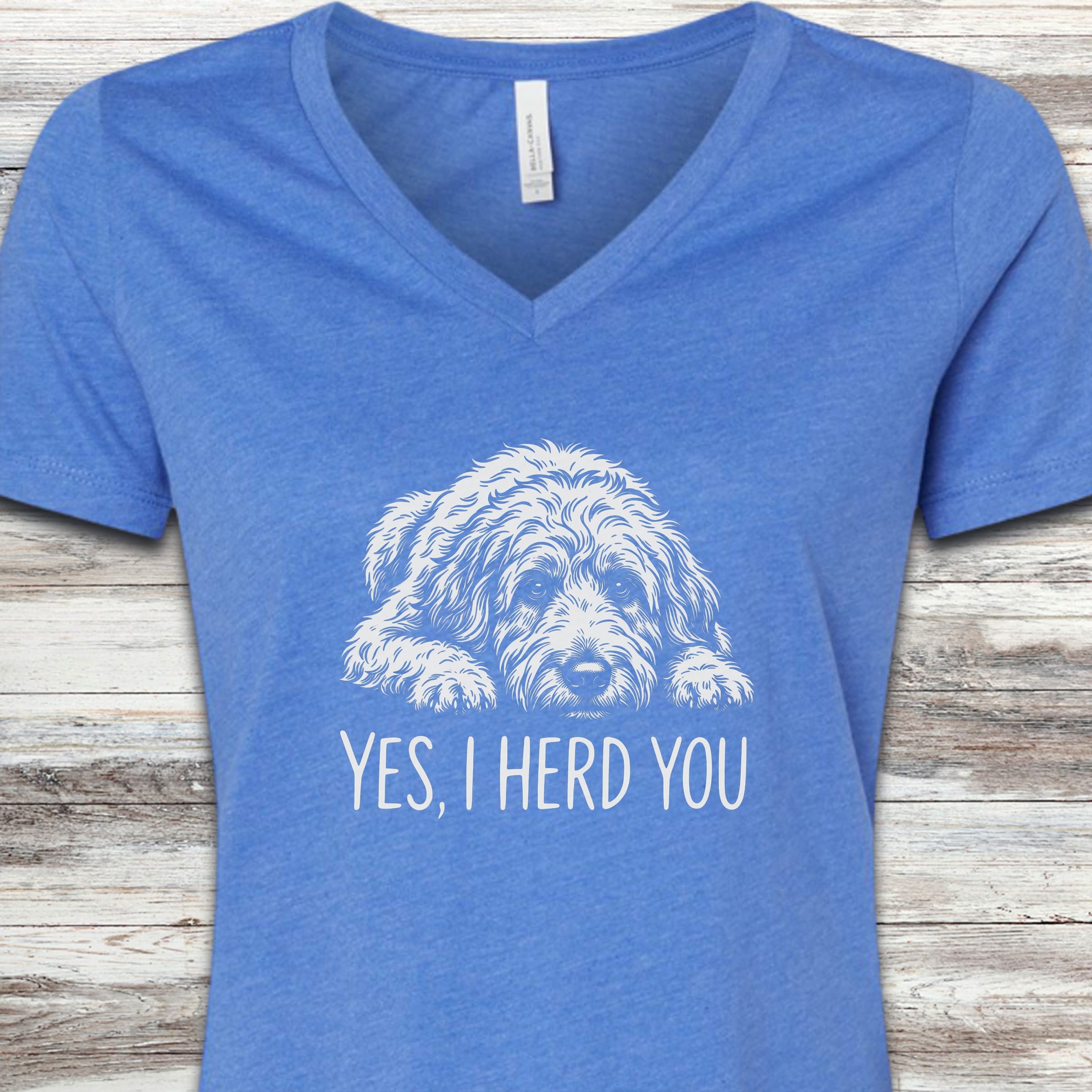Doodle Herd You V-Neck Tee - Heather True Royal
