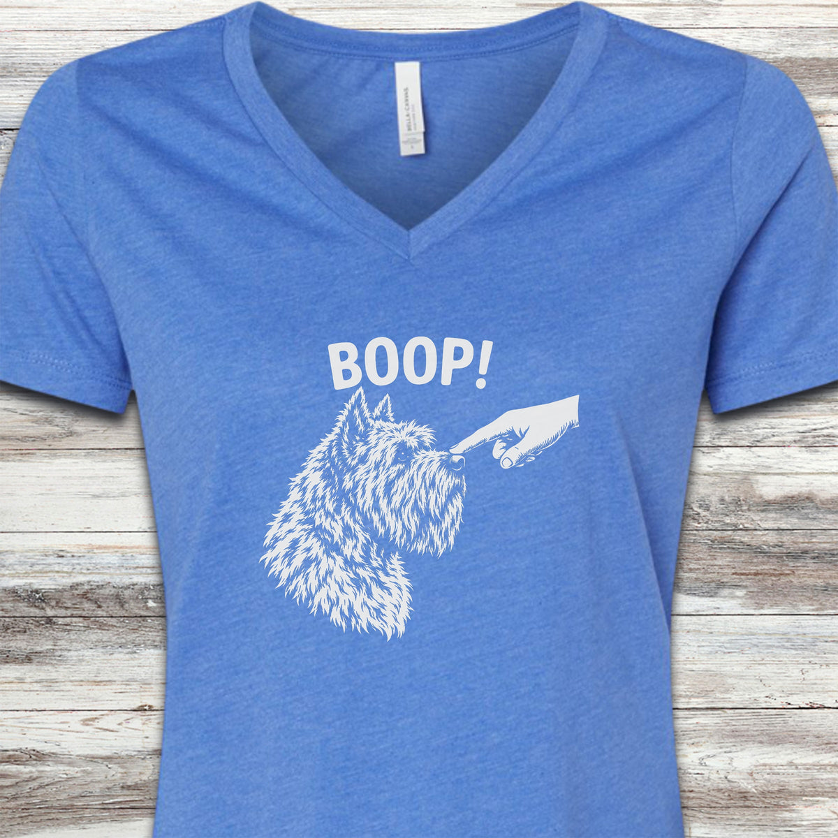 Bouvier Cropped BOOP! V-Neck Tee - Heather True Royal