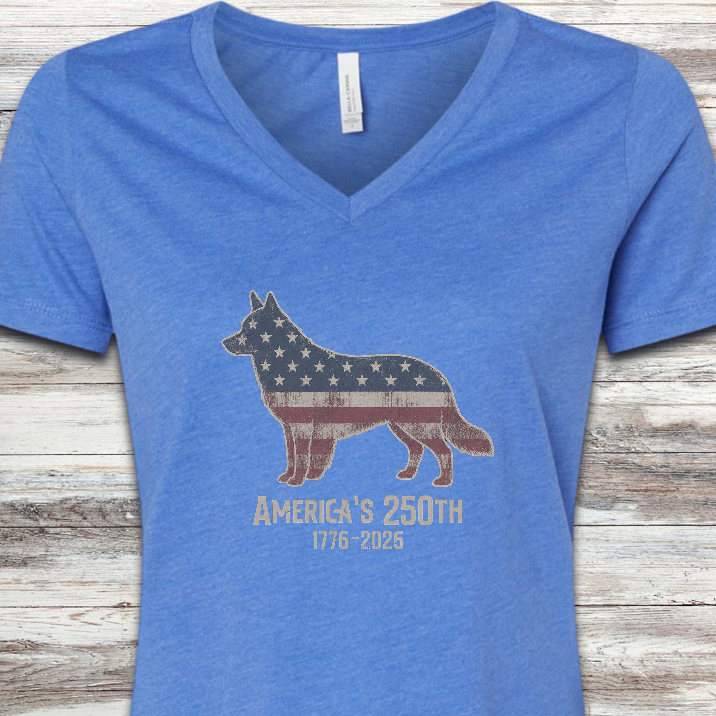 Australian Cattle Dog 250 V-Neck Tee - Heather True Royal