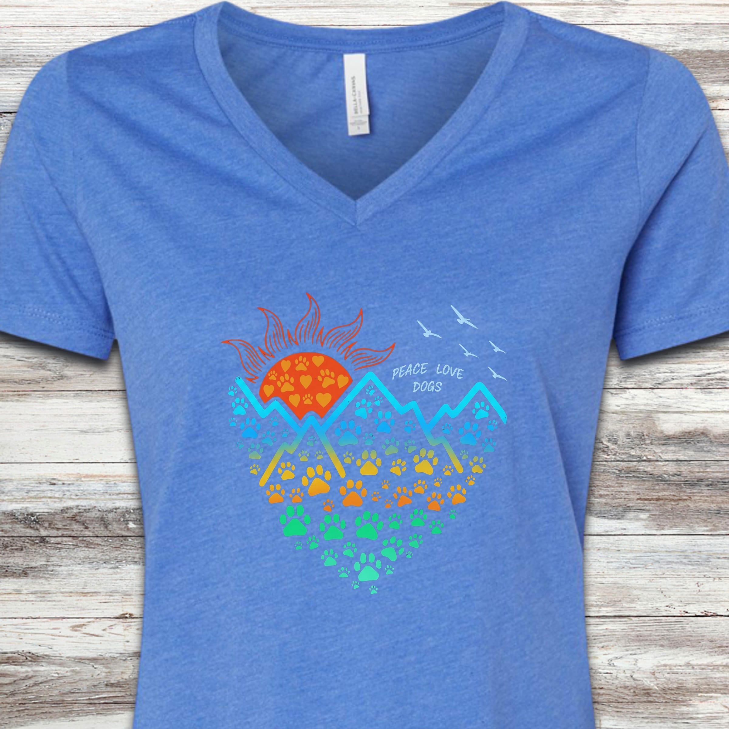 Adventure Heart V-Neck Tee - Heather True Royal