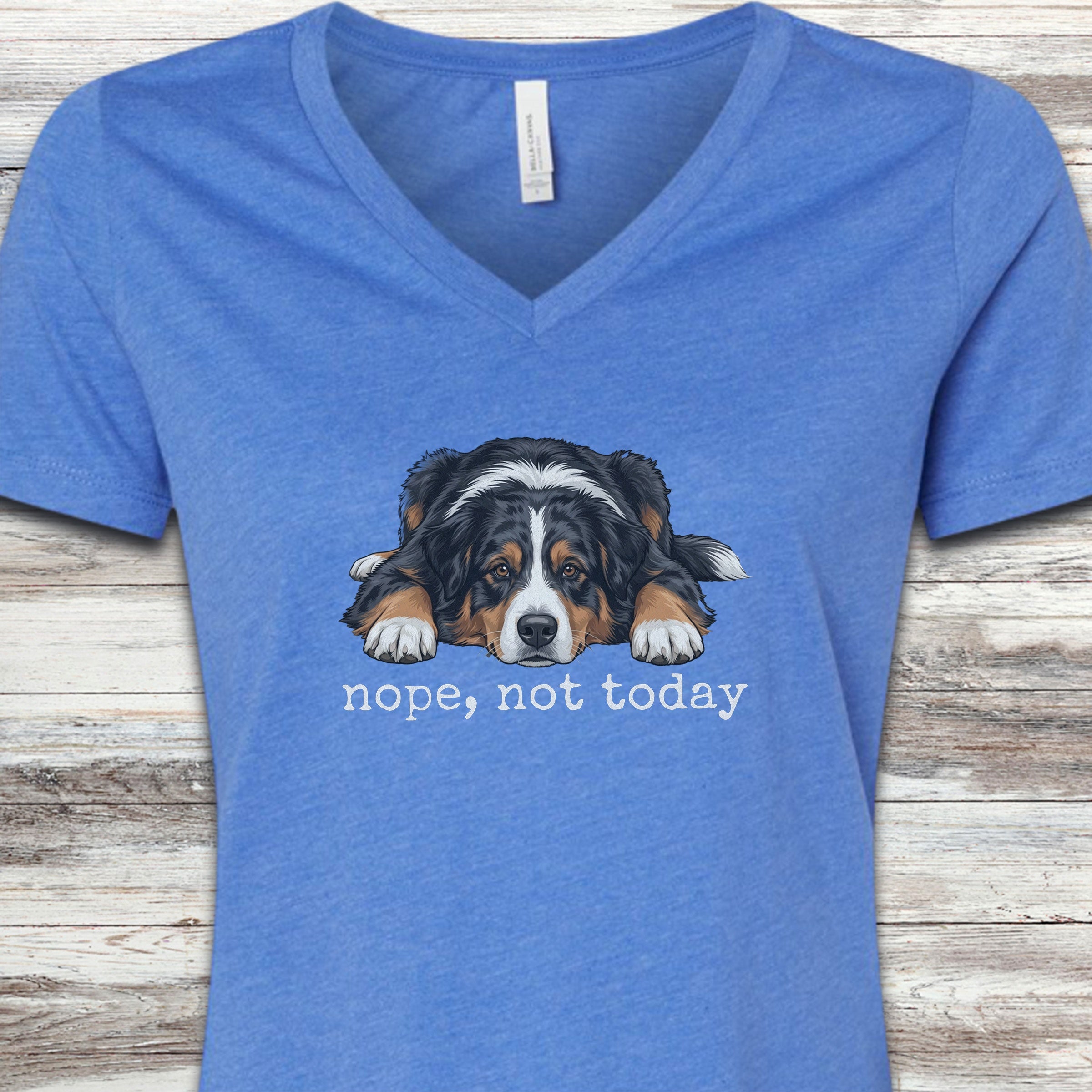 Australian Shepherd Tri Nope V-Neck Tee - Heather True Royal