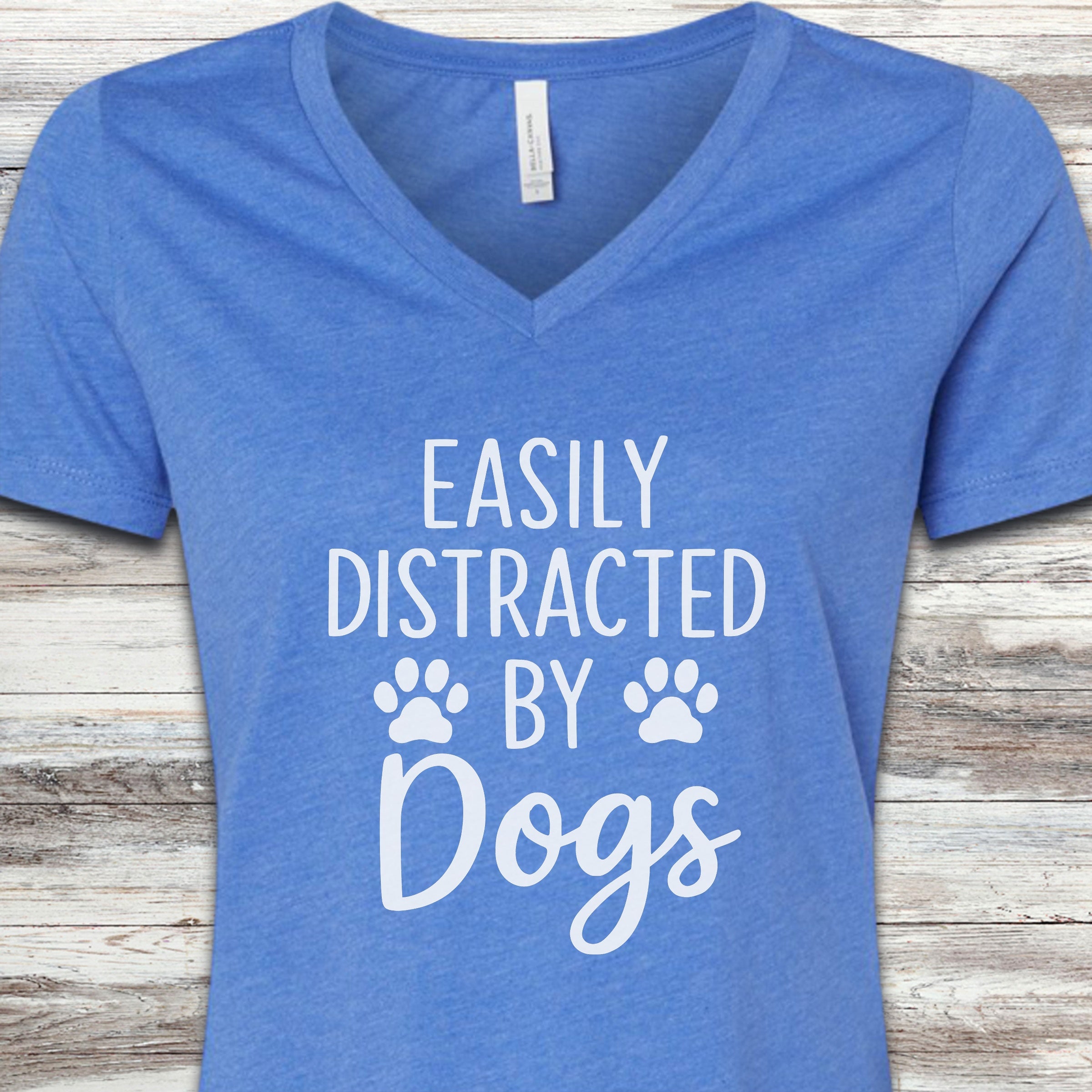 Distracted V-Neck Tee - Heather True Royal