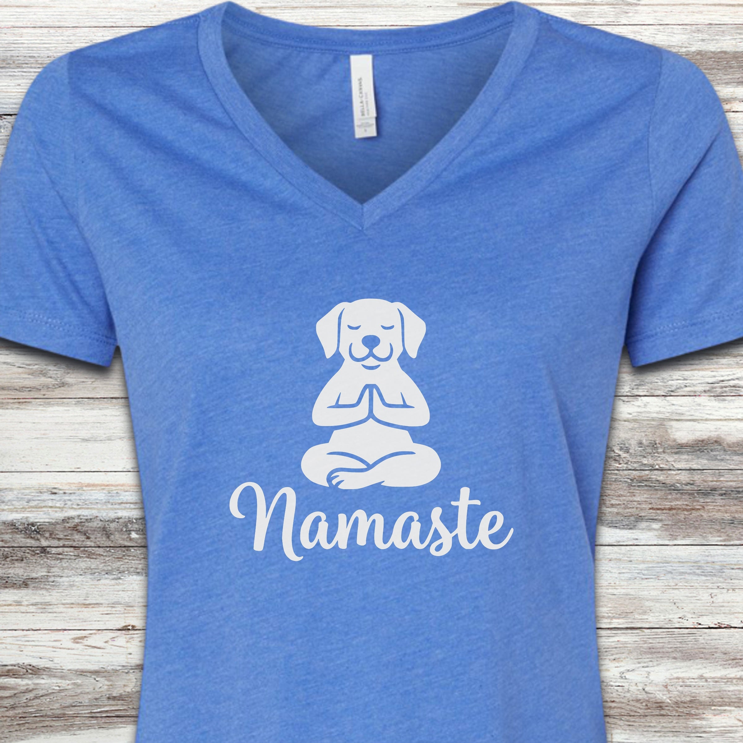 Namaste V-Neck Tee - Heather True Royal