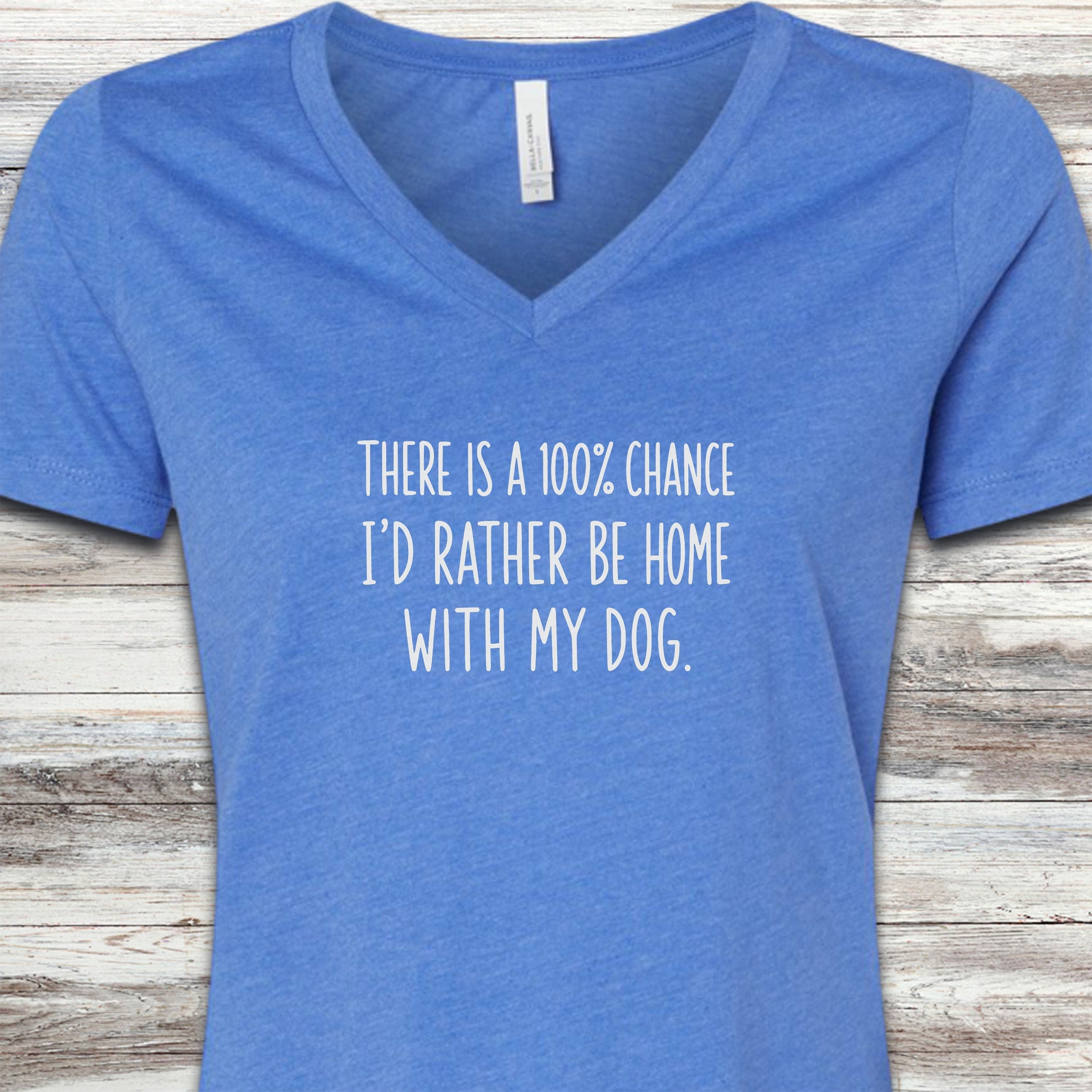 I'd Rather Be Home V-Neck Tee - Heather True Royal