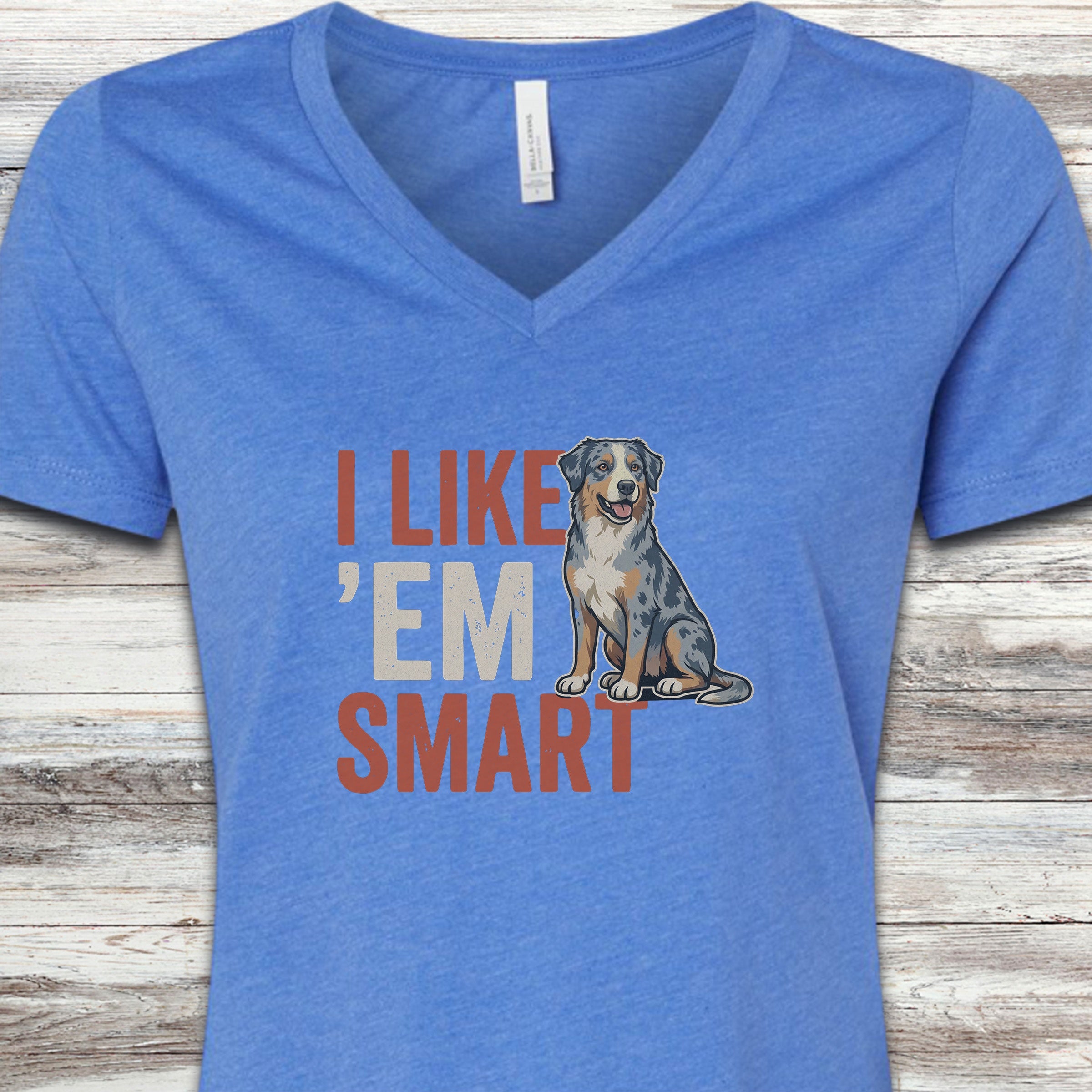 Australian Shepherd Smart V-Neck Tee - Heather True Royal