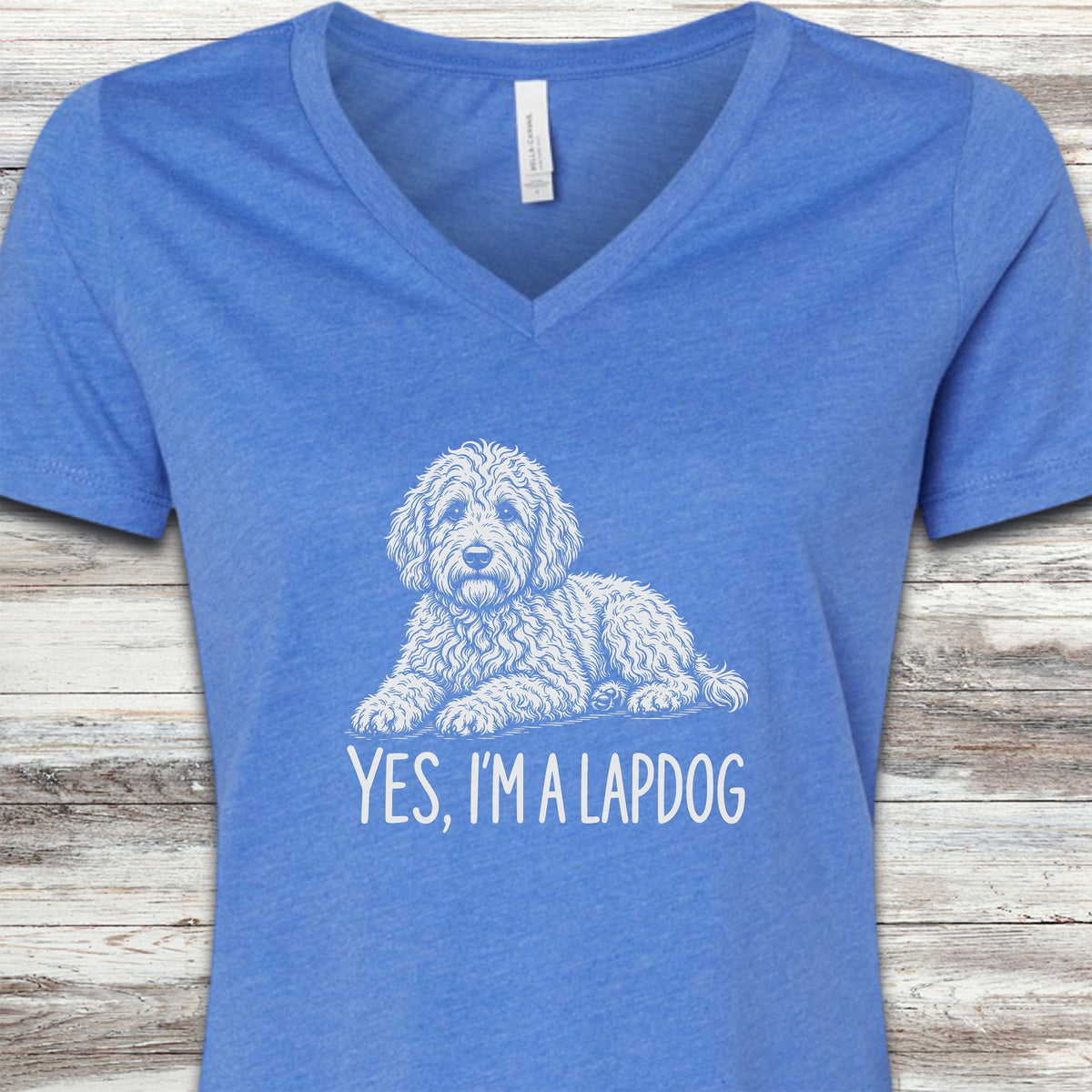 Goldendoodle Lapdog V-Neck Tee - Heather True Royal