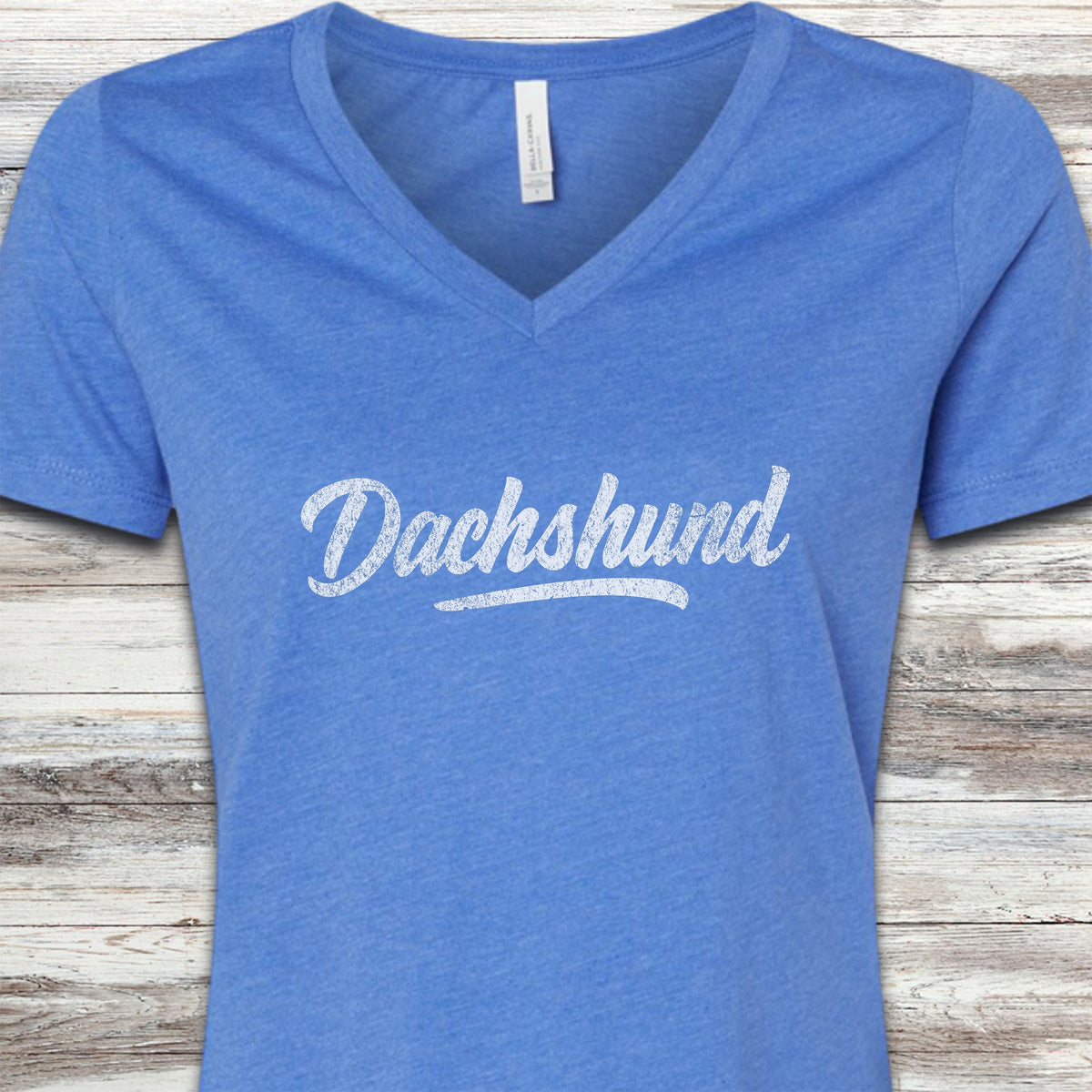 Dachshund Team V-Neck Tee - Heather True Royal