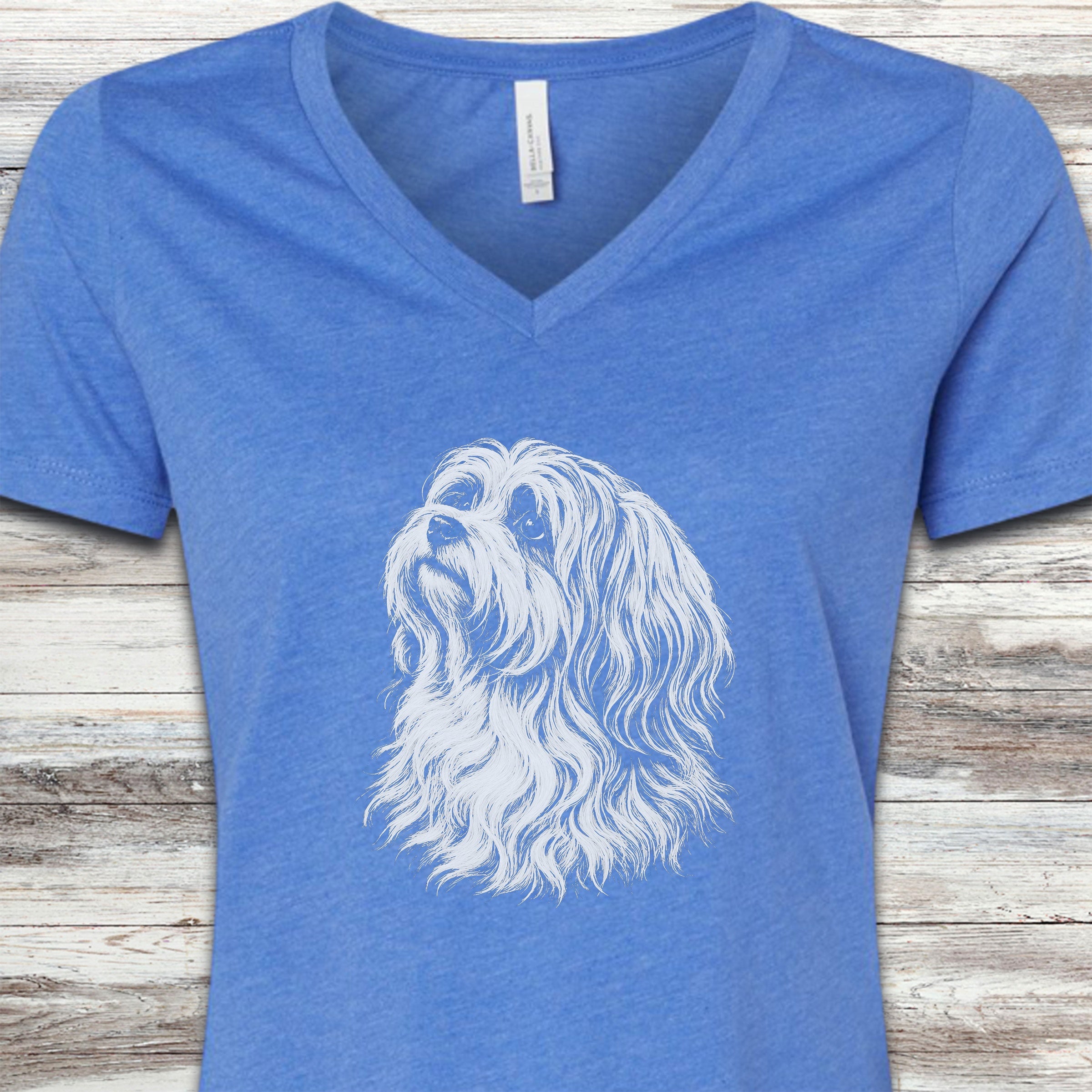 Havanese Loyalty V-Neck Tee - Heather True Royal