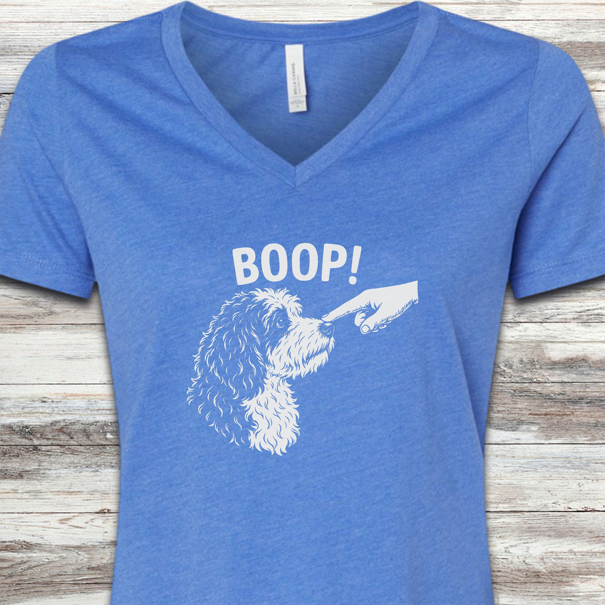 Sheepadoodle BOOP! V-Neck Tee - Heather True Royal