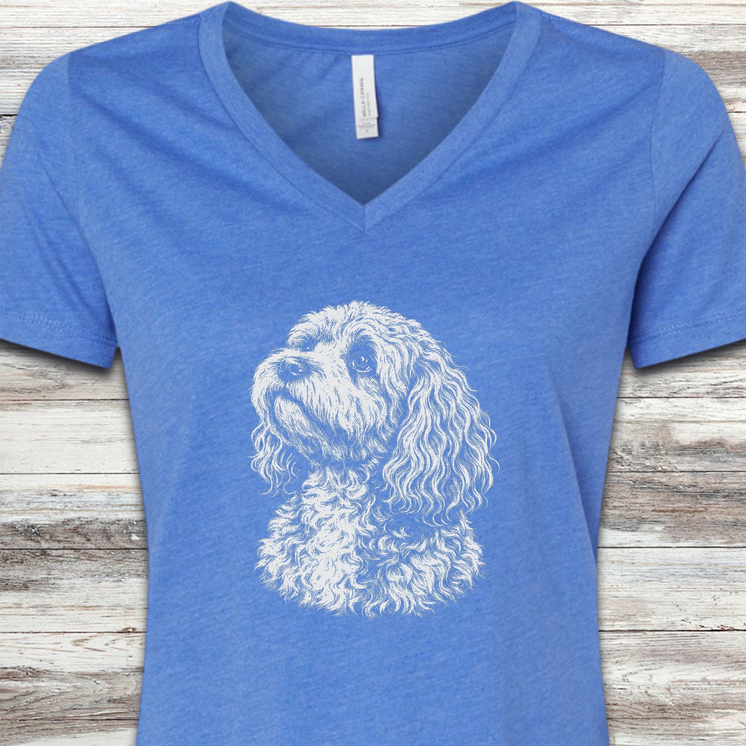 Cockapoo Loyalty V-Neck Tee - Heather True Royal