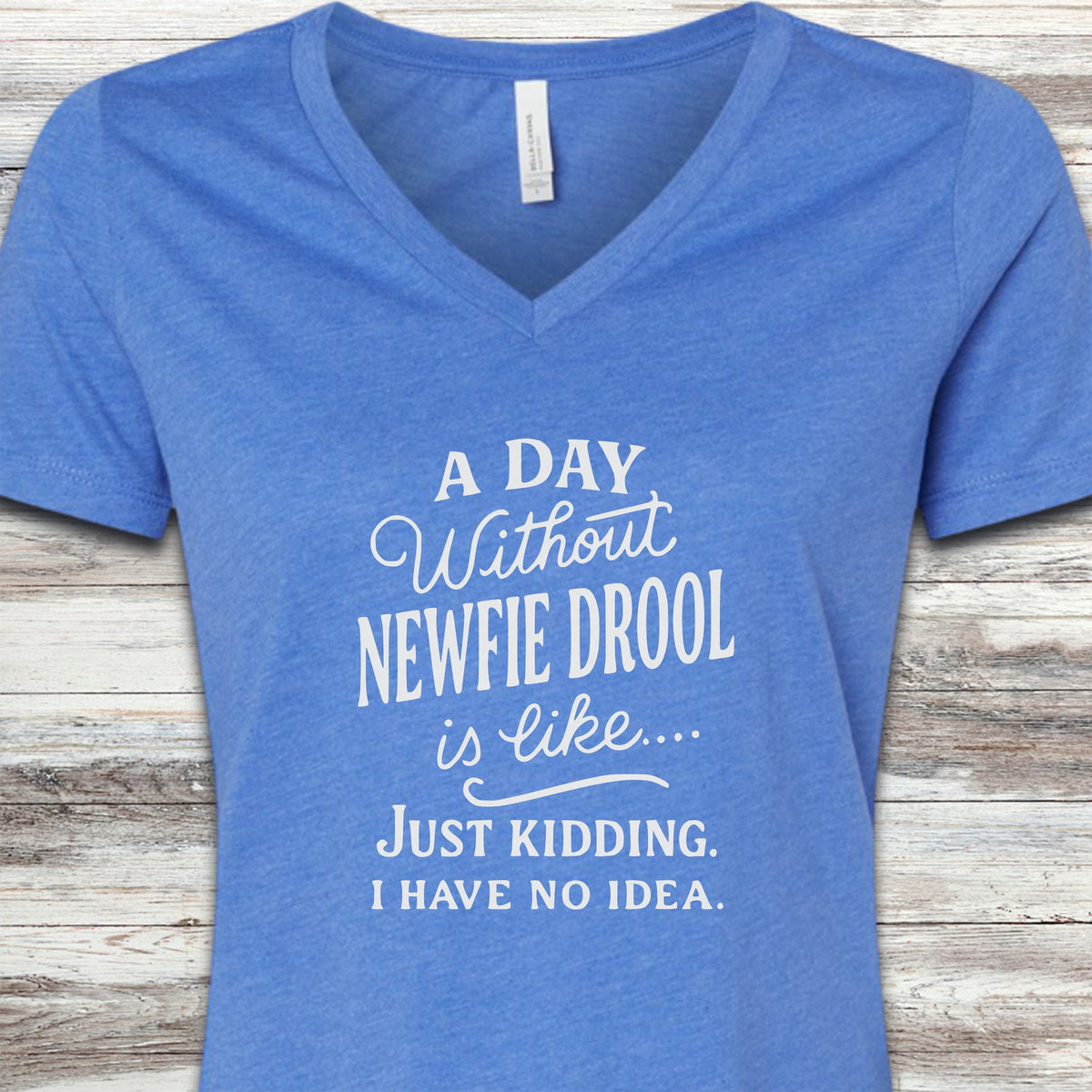 Newfoundland Drool Days V-Neck Tee - Heather True Royal
