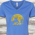 Alaskan Malamute Halloween Moon V-Neck Tee - Heather True Royal